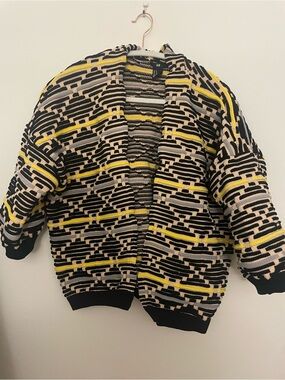 H&M Striped Knit Cardigan in Black, Yellow, Cream